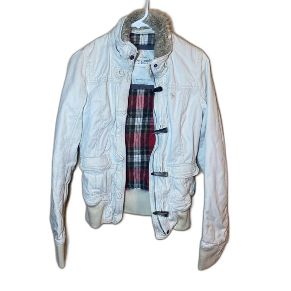 Abercrombie vintage early 2000’s fur hood and lined bomber jacket medium - Picture 1 of 5